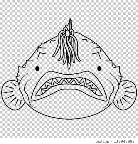 Anglerfish - Line drawing of the front view of its face Anglerfish - Line drawing of the front view of its face 139945988