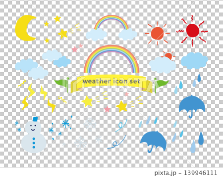 一套簡單的天氣圖標，可用於公告和插圖。 139946111