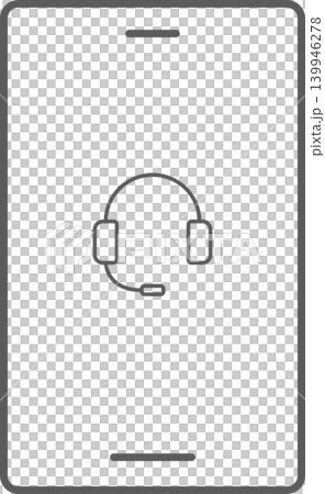 スマホ画面アイコン マイク付きヘッドフォン スマホ画面アイコン マイク付きヘッドフォン 139946278