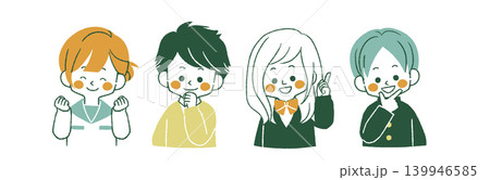 笑顔の学生達-4色 139946585