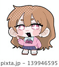 女の子学生のミニキャライラスト(キラキラ目) 139946595