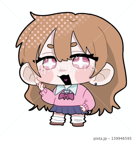 女の子学生のミニキャライラスト(キラキラ目) 女の子学生のミニキャライラスト(キラキラ目) 139946595