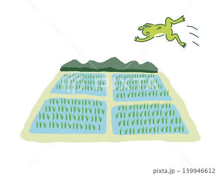稲が植え付けられた田んぼ　ベクターイラスト 139946612