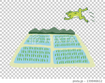 稻田及種植的水稻 - 向量圖 139946612