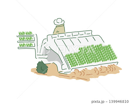 田植機で田植えする米農家　ベクターイラスト 139946810