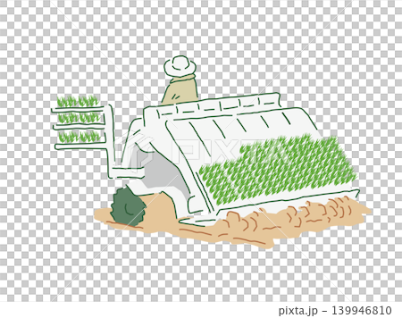 稻農用插秧機插秧(向量圖) 稻農用插秧機插秧(向量圖) 139946810