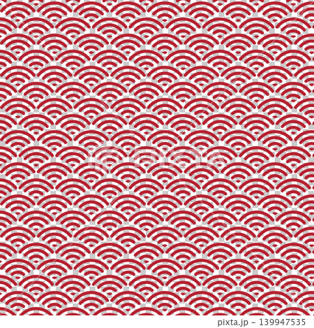 Red thick line seigaiha seamless pattern Japanese pattern background material Red thick line seigaiha seamless pattern Japanese pattern background material 139947535