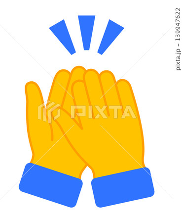 Clapping hands reaction icon illustration, yellow applause gesture with blue sound marks, social media approval symbol for app, chat, stream, sticker and digital interface design Clapping hands reaction icon illustration, yellow applause gesture with blue sound marks, social media approval symbol for app, chat, stream, sticker and digital interface design 139947622
