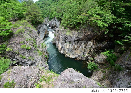むささび橋から見た新緑の龍王峡 むささび橋から見た新緑の龍王峡 139947755