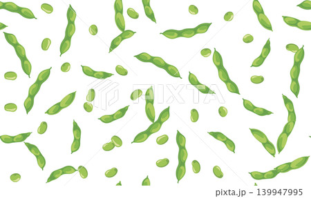 夏の野菜の枝豆を敷き詰めたシームレスパターン背景素材 139947995