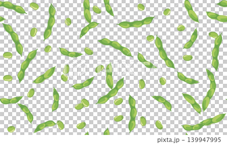 夏の野菜の枝豆を敷き詰めたシームレスパターン背景素材 139947995