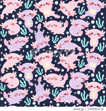 Cute axolotl seamless pattern cartoon Cute axolotl seamless pattern cartoon 139948229