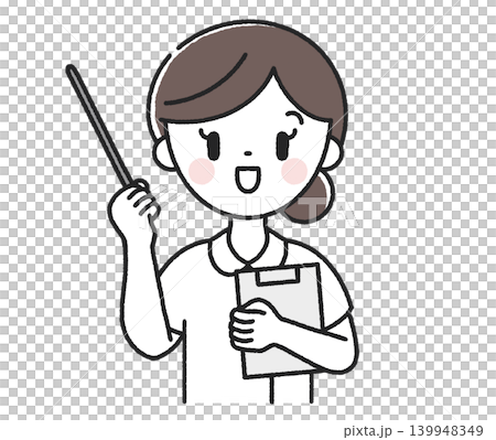 Female nurse holding a pointing stick Female nurse holding a pointing stick 139948349