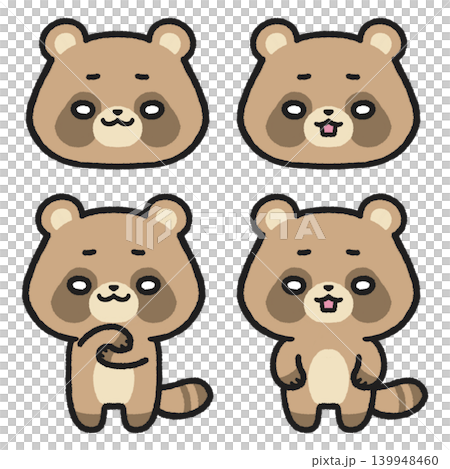 A set of illustrations of raccoons with confused and bewildered expressions. A set of illustrations of raccoons with confused and bewildered expressions. 139948460