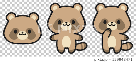 かわいいタヌキのイラストセット	 139948471