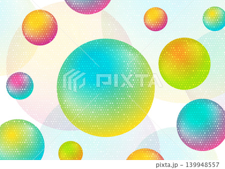Colorful shiny circles with tech halftones dots abstract minimal background Colorful shiny circles with tech halftones dots abstract minimal background 139948557
