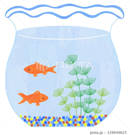 金魚鉢の中を泳ぐ金魚のイラスト 金魚鉢の中を泳ぐ金魚のイラスト 139948625