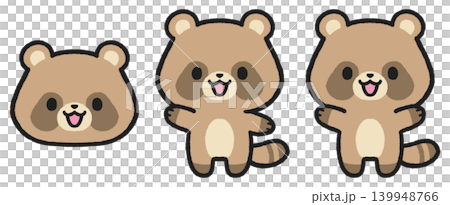 Cute raccoon illustration set Cute raccoon illustration set 139948766