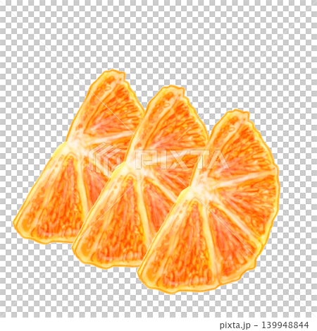 Orange cross-section illustration, set of 3, watercolor-style hand-drawn material. Orange cross-section illustration, set of 3, watercolor-style hand-drawn material. 139948844