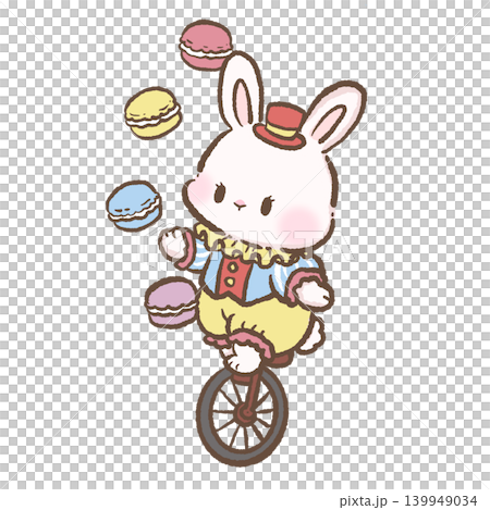 Cute Kawaii Bunny Riding Unicycle While Juggling Macarons Pastel Circus Performer Illustration For Planner Stickers Scrapbook And Birthday Party Decor Cute Kawaii Bunny Riding Unicycle While Juggling Macarons Pastel Circus Performer Illustration For Planner Stickers Scrapbook And Birthday Party Decor 139949034