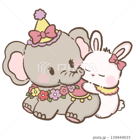 Cute Kawaii Circus Elephant Hugging Bunny Pastel Carnival Friendship Illustration For Planner Stickers Scrapbook Baby Shower Decor And Whimsical Crafts Cute Kawaii Circus Elephant Hugging Bunny Pastel Carnival Friendship Illustration For Planner Stickers Scrapbook Baby Shower Decor And Whimsical Crafts 139949035