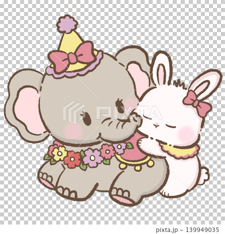 Cute Kawaii Circus Elephant Hugging Bunny Pastel Carnival Friendship Illustration For Planner Stickers Scrapbook Baby Shower Decor And Whimsical Crafts Cute Kawaii Circus Elephant Hugging Bunny Pastel Carnival Friendship Illustration For Planner Stickers Scrapbook Baby Shower Decor And Whimsical Crafts 139949035
