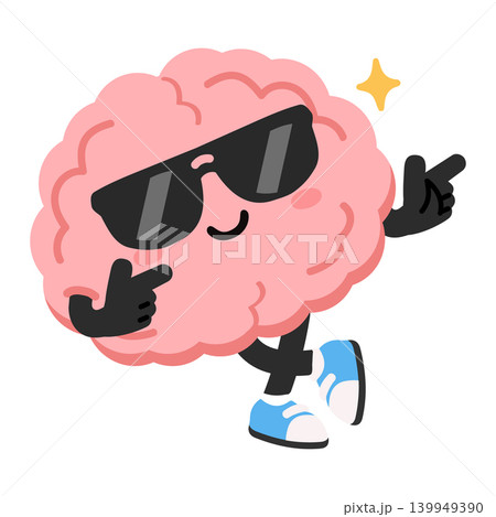 Cool Brain Character Wearing Sunglasses Illustration 139949390