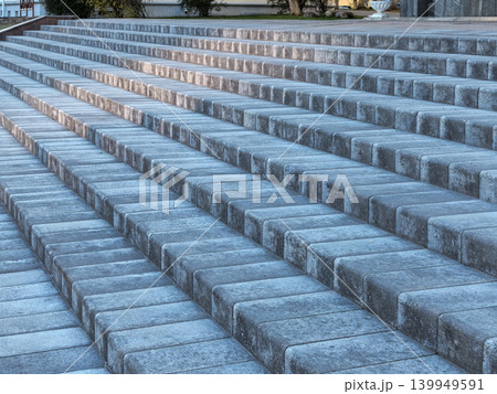 Endless Rows of Grey Paving Stone Steps Outdoor 139949591