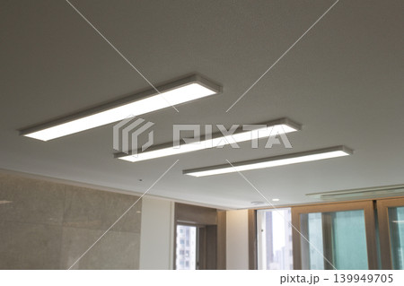 Living room ceiling with LED lights 139949705