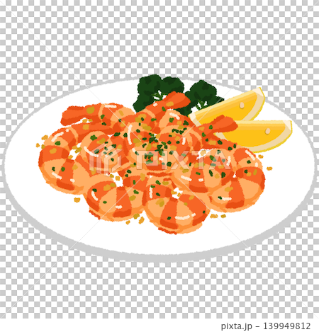 Garlic shrimp illustration 139949812