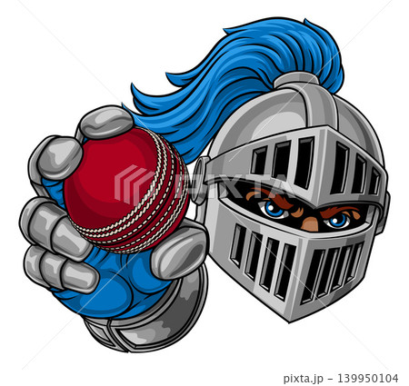 Medieval Knight Cricket Ball Sports Team Mascot Medieval Knight Cricket Ball Sports Team Mascot 139950104