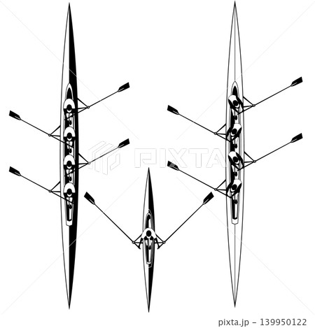 ボート競技に使われるボートをシンプルに描いた, 139950122