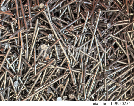 Assorted Metal Nails Background Texture Close Up 139950284