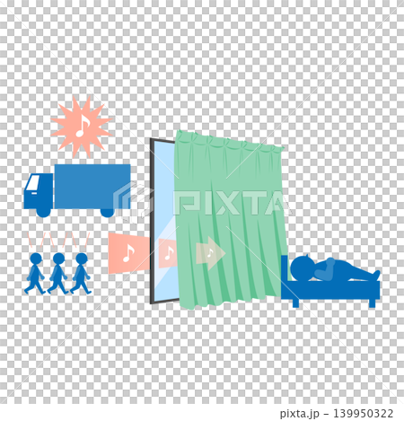 Soundproof and sound-insulating curtain illustration 139950322