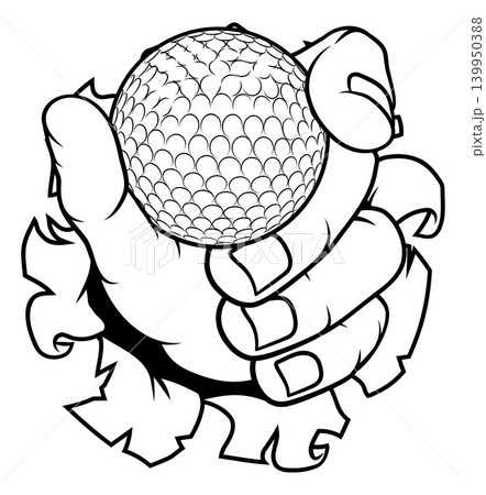 Golf Ball Hand Tearing Background Golf Ball Hand Tearing Background 139950388