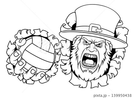 Leprechaun Celtic Irish Volleyball Ball Mascot 139950438