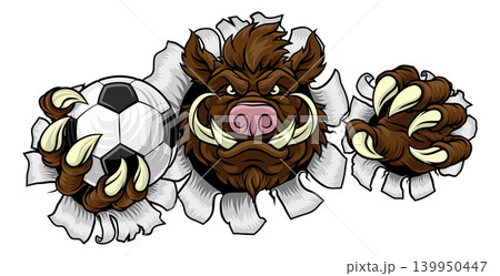 Boar Wild Hog Razorback Warthog Pig Soccer Mascot Boar Wild Hog Razorback Warthog Pig Soccer Mascot 139950447