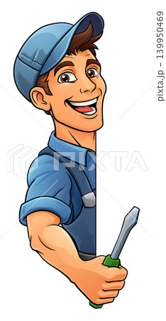 Electrician Handyman Screwdriver Cartoon Mascot 139950469