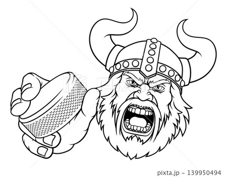 Viking Ice Hockey Sports Team Mascot Man Viking Ice Hockey Sports Team Mascot Man 139950494