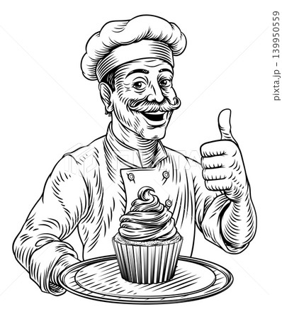 Pastry Chef Cupcake Cake Baker Bakery Illustration Pastry Chef Cupcake Cake Baker Bakery Illustration 139950559