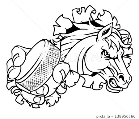 Horse Mustang Stallion Ice Hockey Sports Mascot Horse Mustang Stallion Ice Hockey Sports Mascot 139950560