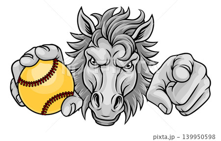 Horse Mustang Stallion Softball Sports Team Mascot 139950598