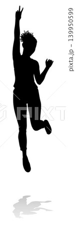 Happy Woman Jumping For Joy Silhouette Person 139950599