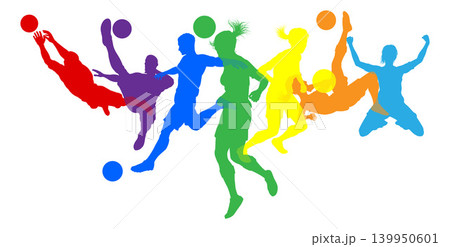 Soccer Football Players Male Female Silhouettes 139950601
