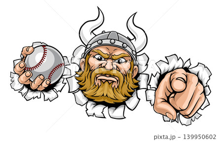 Viking Baseball Ball Sports Team Mascot Man Viking Baseball Ball Sports Team Mascot Man 139950602
