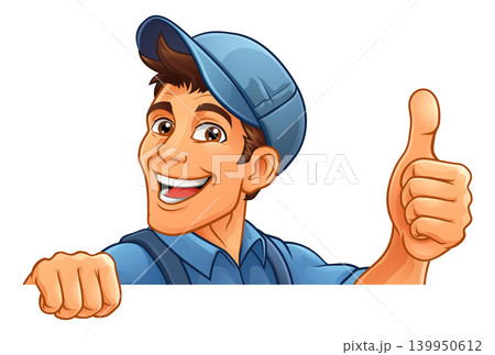 Handyman Mechanic Painter Plumber Cartoon Mascot Handyman Mechanic Painter Plumber Cartoon Mascot 139950612