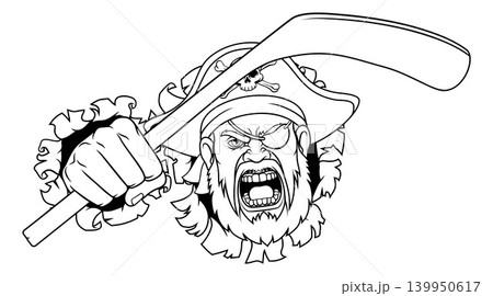 Pirate Ice Hockey Sports Team Mascot 139950617