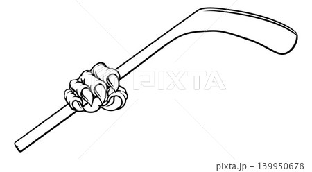 Ice Hockey Stick Claw Cartoon Monster Animal Hand Ice Hockey Stick Claw Cartoon Monster Animal Hand 139950678