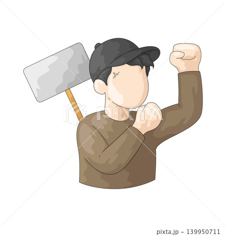 Illustration of Protester with Hat Illustration of Protester with Hat 139950711
