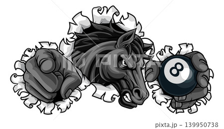 Horse Mustang Stallion Pool Billiards Sport Mascot Horse Mustang Stallion Pool Billiards Sport Mascot 139950738